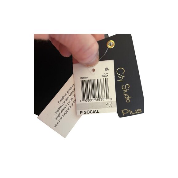 NWT CITY STUDIO Velvet Open Back Prom Dress Gown Size 1X Black Jeweled Sleeve - Picture 5 of 6